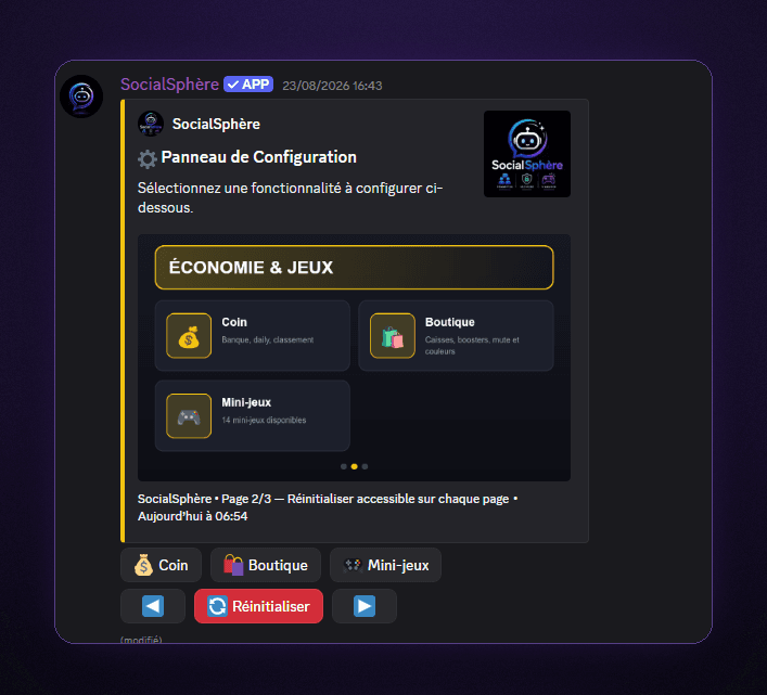 Configuration de l'économie et des jeux